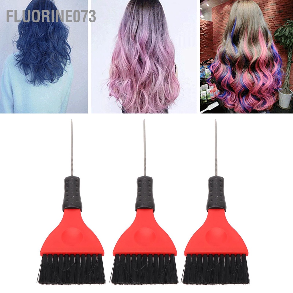 [Hàng Sẵn] 3 cái Bàn chải nhuộm tóc Pin thép không gỉ Chân lông bằng có thể tháo rời Điều khiển dễ dàng đuôi ghim để kiểu【Fluorine073】