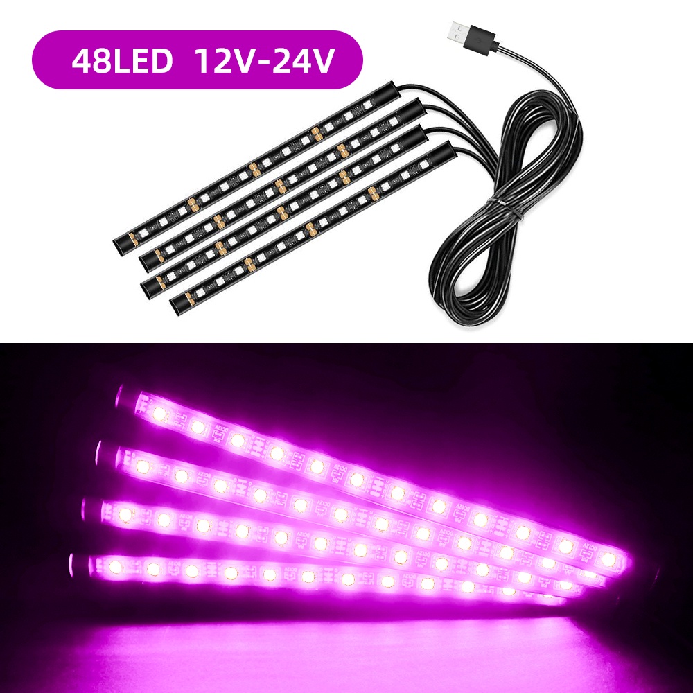 Đèn LED 48 Bóng 4 Trong 1 12-24V Trang Trí Nội Thất Xe Hơi
