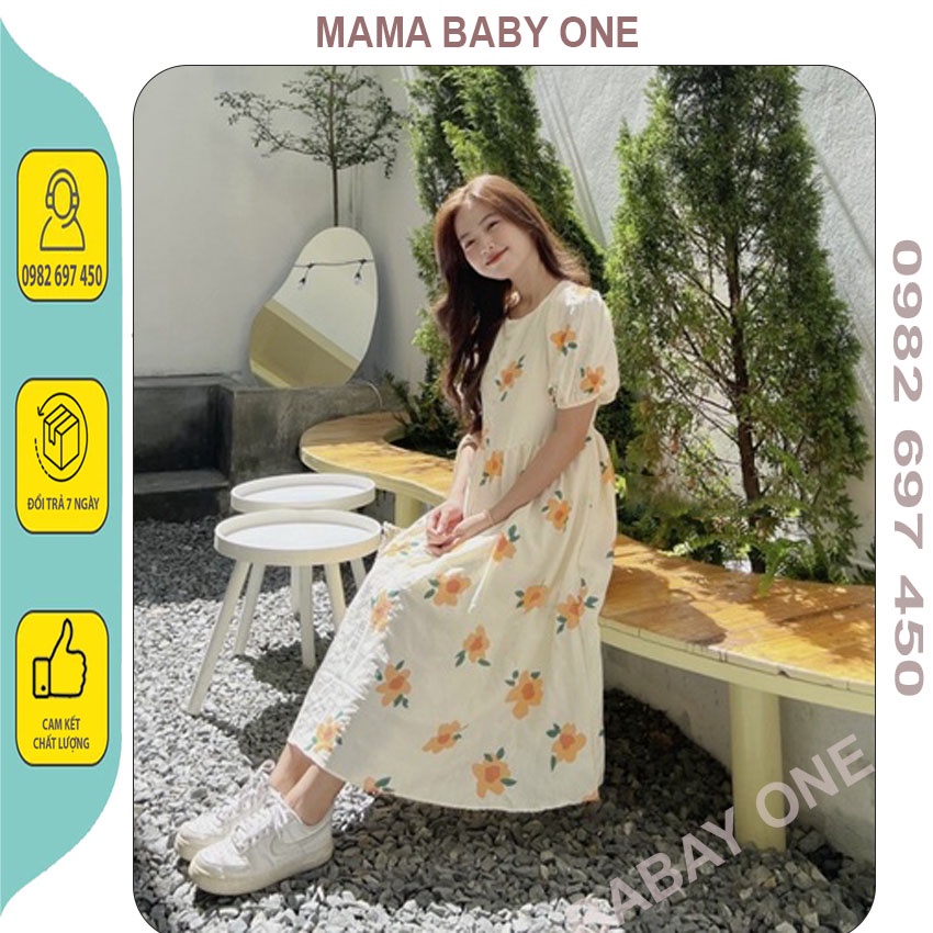 VÁY BẦU CÔNG SỞ BABY DOLL HOA CAM BỒNG BỀNH - ĐẦM BẦU MÙA HÈ CHẤT MÁT XINH XẮN ĐI LÀM, CHƠI, DỰ TIỆC .