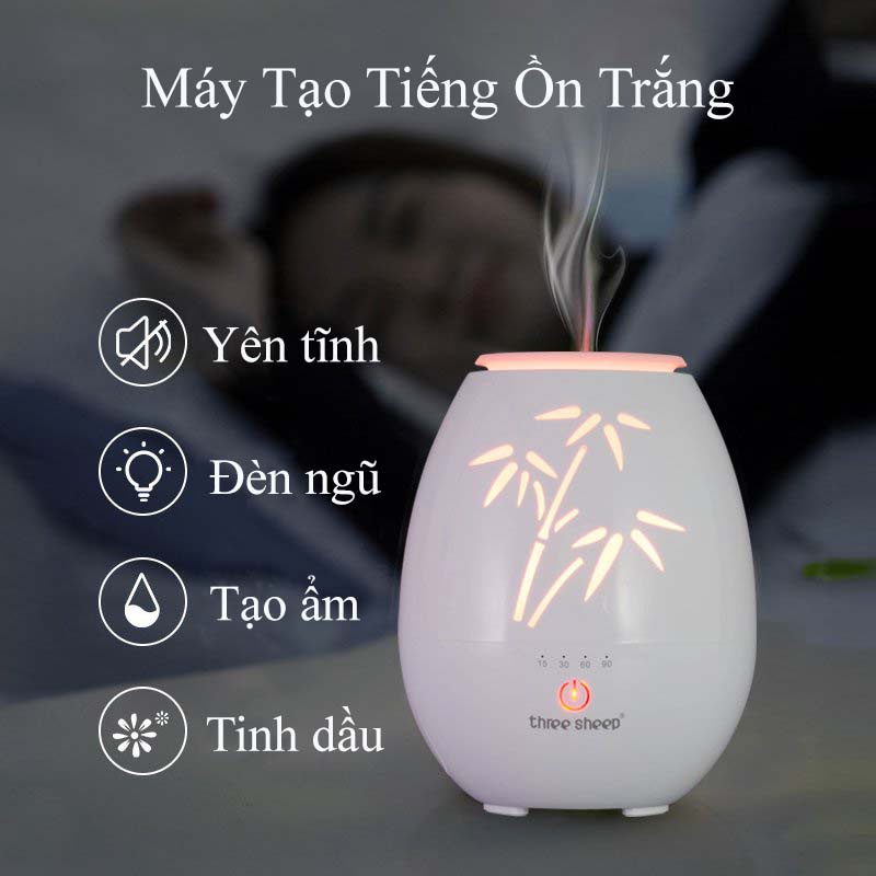 Máy Tạo Tiếng Ồn Trắng Cao Cấp Giúp Bé Ngủ Ngon Kiêm Loa Bluetooth, Máy Phun Sương Tạo Ẩm Có Đèn Led Đổi Màu Làm Đèn Ngủ