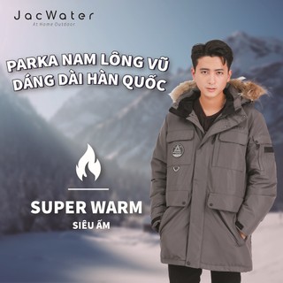 Áo khoác nam lông vũ dáng dài, parka dày dặn chống tuyết thời trang Hàn Quốc JACWATER V1500