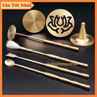 Dụng cụ tạo hình hỗ trợ đốt bột trầm hương - Bộ phụ kiện lẻ xông trầm bột bằng đồng cao cấp