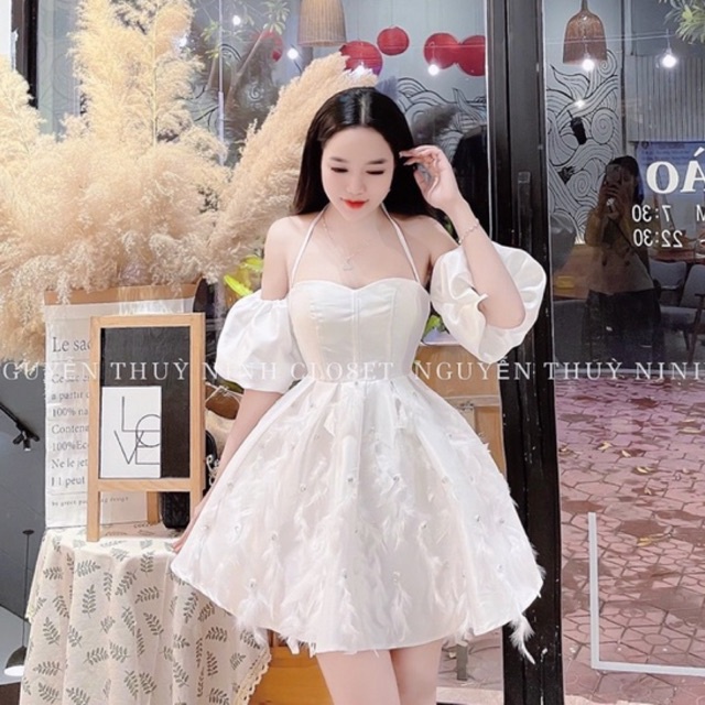 Đầm dự tiệc váy thiết kế lông chim sang chảnh hàng loại 1 chuẩn form mẫu mặc đi chơi xinh