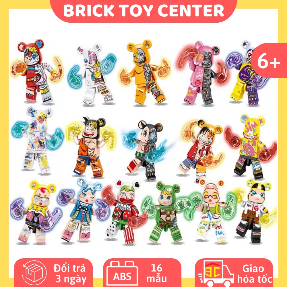 Mô hình mini Bear Brick cosplay nhân vật hoạt hình manga 3D đồ chơi lắp ráp kích thước 6cm hàng đẹp