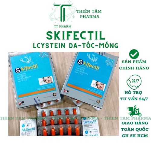 SKIFECTIL  Viên uống giúp hạn chế quá trình lão hóa,  da mịn màng, giảm nếp nhăn, giảm nám sạm  L-CYSTINE