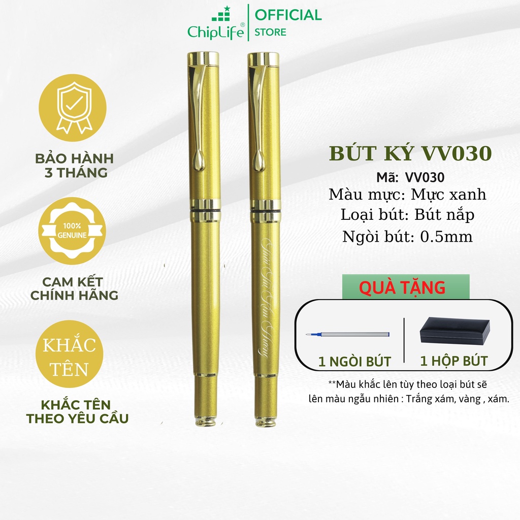 Bút ký cao cấp CHIPLIFE VV030 vàng - Ngòi 0.5mm mực xanh