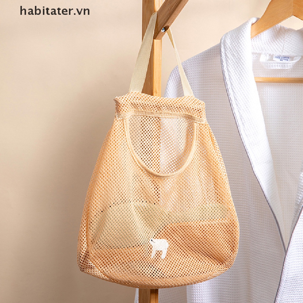 1 Giỏ Lưới Polyester Thoáng Khí Đựng Hành Tỏi Rau Củ Quả Có Thể Tái Sử Dụng