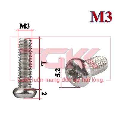 Bulong chỏm cầu nhỏ inox 304 M3 (Túi 20)
