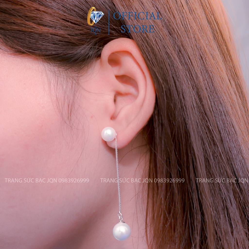 Bông tai bạc nữ dáng dài xinh xắn ms26/ Trang sức bạc JQN