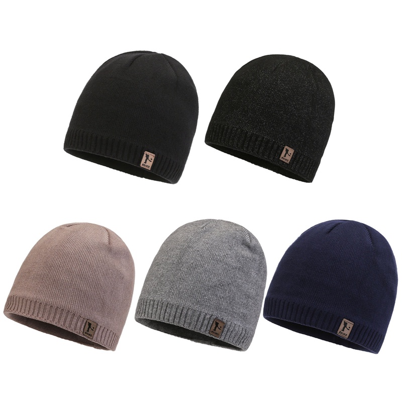 Mũ Beanie Dệt Kim Mềm Mại Dày Dặn Giữ Ấm Mùa Đông Cho Nam