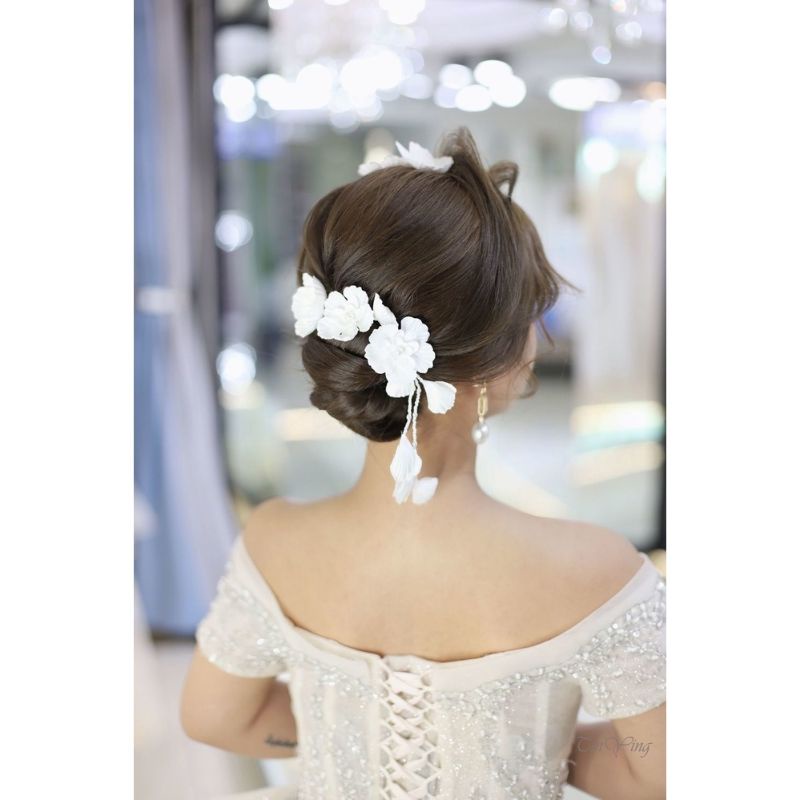 CÀI TÓC HOA TRẮNG CÔ DÂU 🌸🌸🌸