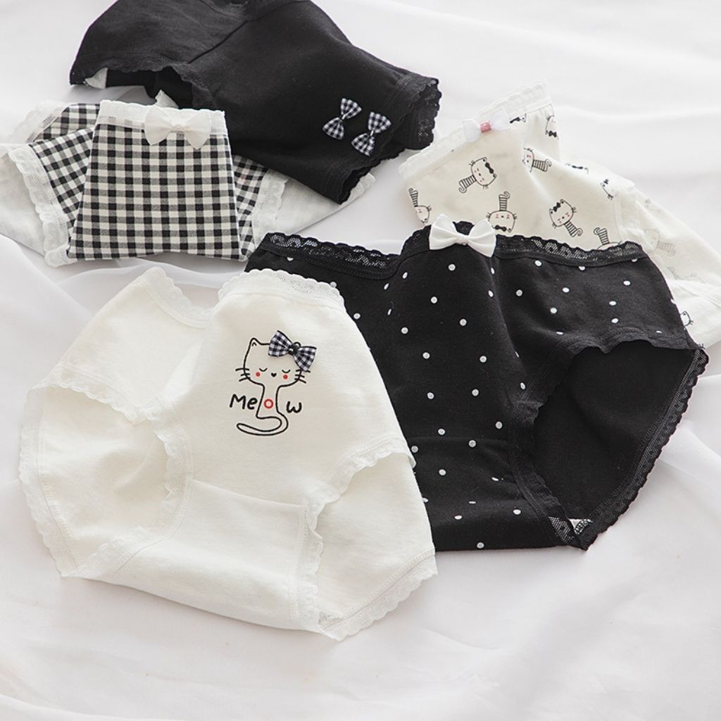 Quần lót nữ cotton ren viền cao cấp kháng khuẩn khử mùi đính nơ họa tiết cute dễ thương DEVARI L0133