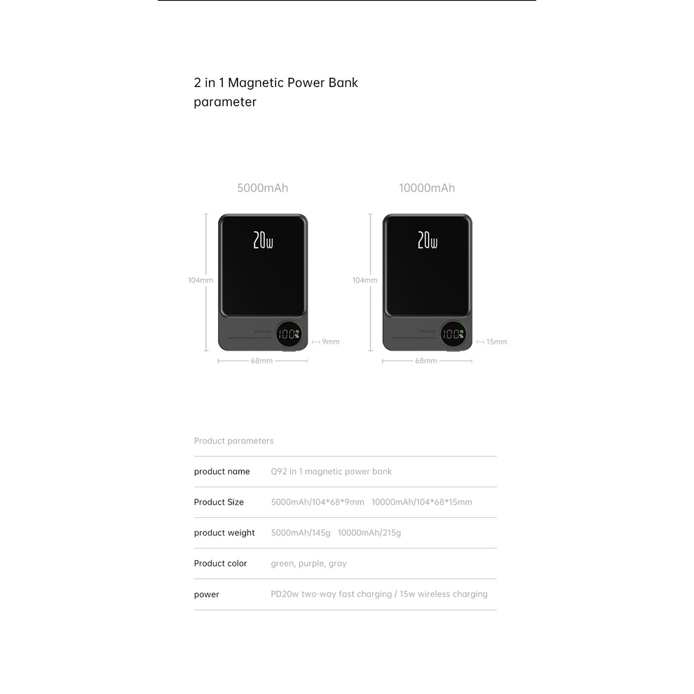 Sạc Dự Phòng 10000mAh Mag An Toàn Không Dây Cho iphone 12 13 14