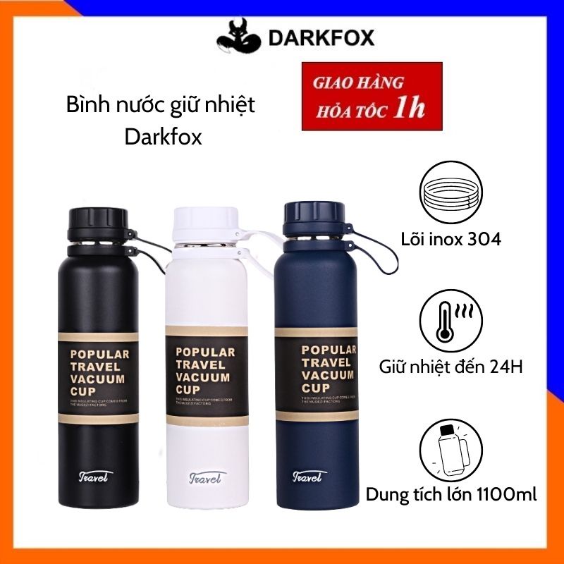 Bình giữ nhiệt DARKFOX bình nước giữ nhiệt Travel 1100ml lõi inox 304 không gỉ giữ nhiệt nóng lạnh lên đến 24H BGN03