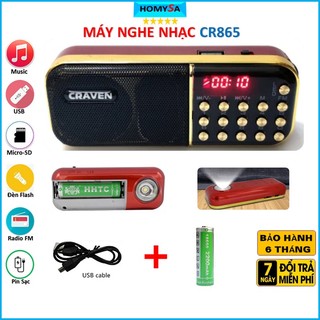 Máy nghe nhạc mini Cr865 A-100 CR-25A mini đa năng nghe pháp kinh phật đài FM - Loại 1 pin - thẻ nhớ - đèn pin -3W