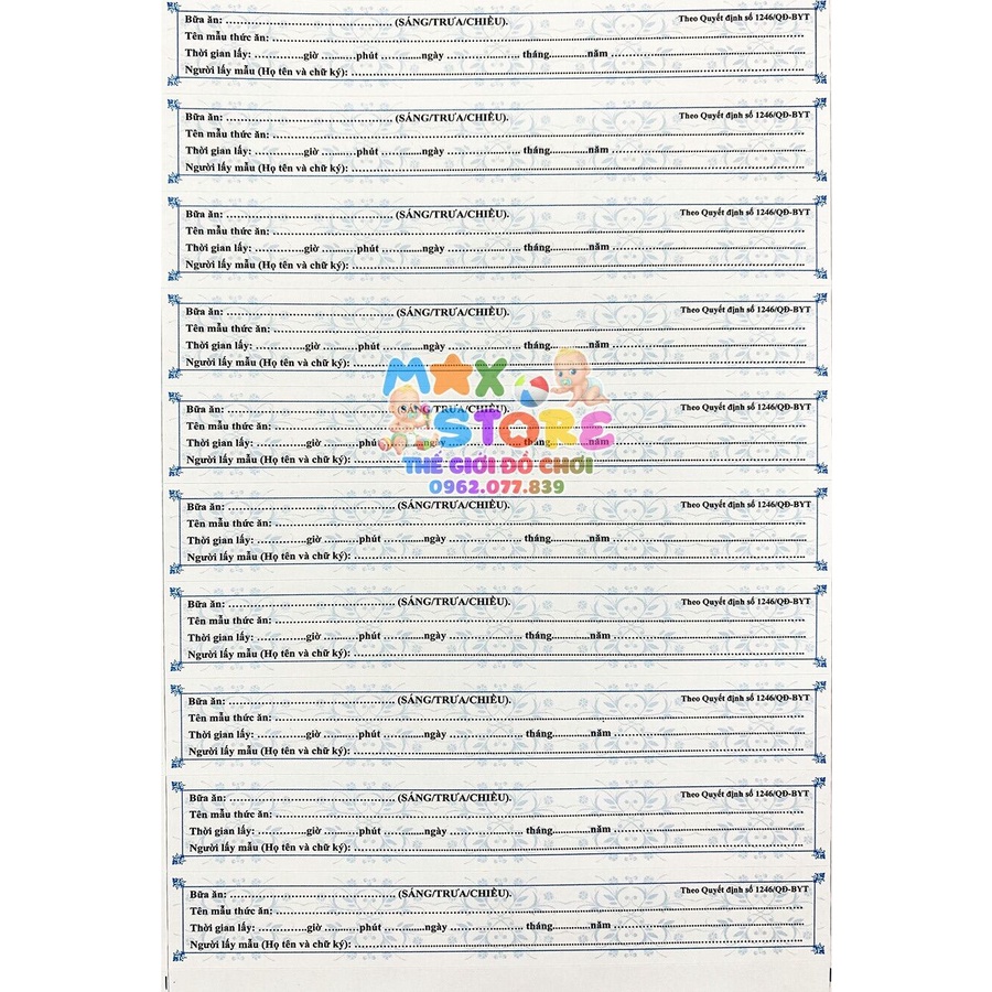 Set 500 Tem Lưu Mẫu, Tem Niêm Phong Thực Phẩm Thức Ăn