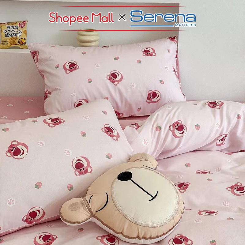 Ga Trải Nệm Chần Bông 5 Món Cotton Living SERENA Cao Cấp Ra Nệm Đệm Trải Phủ Bọc Giường Chăn Grap Drap Vỏ Gối Chính Hãng