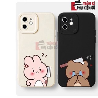 Ốp lưng iphone dẻo in hình bảo vệ camera 7+/8 plus, X, XSMAX, 11, 12, 12, 13 PROMAX THỎ VÀ GẤU
