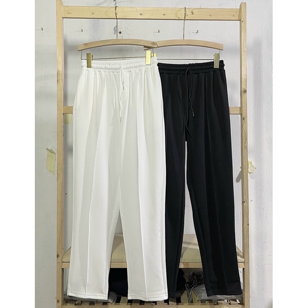 Quần Baggy Thun poly ống suông dập ly unisex (Ảnh thật)