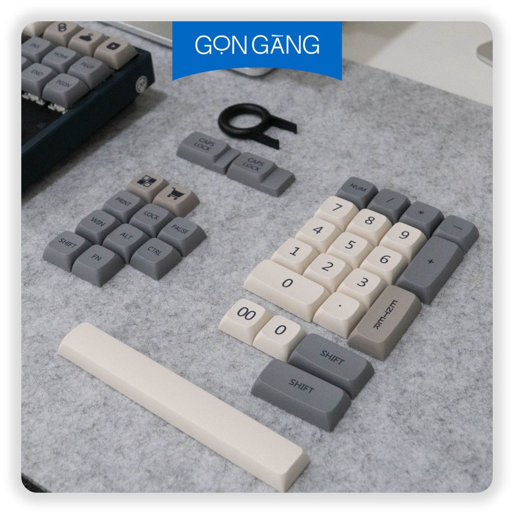 Keycap XDA cho bàn phím cơ, màu Shimmer Retro xám trắng tối giản, 120 phím