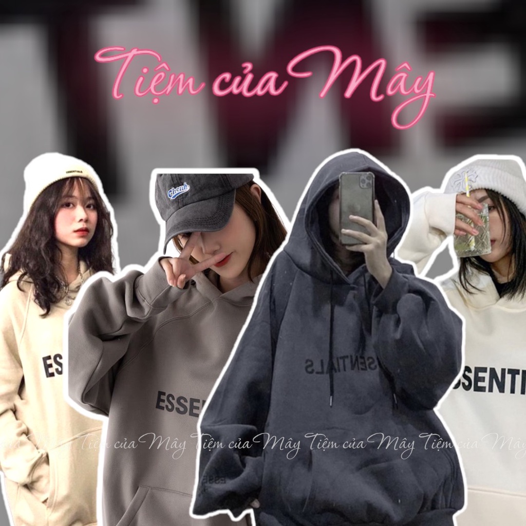 ÁO KHOÁC CẶP HOODIES CÓ NÓN THÊU CHỮ ESSENTIALS CỰC HOT