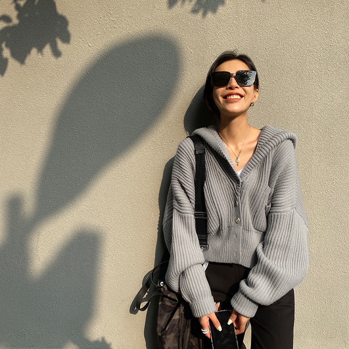 SUXI Áo Khoác Cardigan Dệt Kim Tay Dài Dáng Rộng Màu Sắc Thanh Lịch Cho Phái Nữ