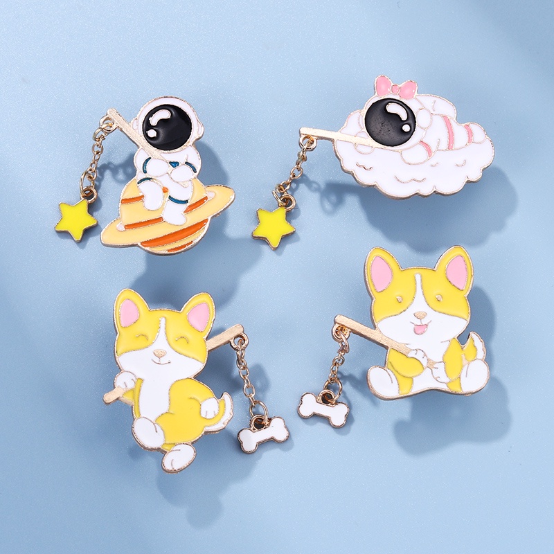 Ghim cài áo QIHE JEWELRY họa tiết hoạt hình dễ thương bắt mắt