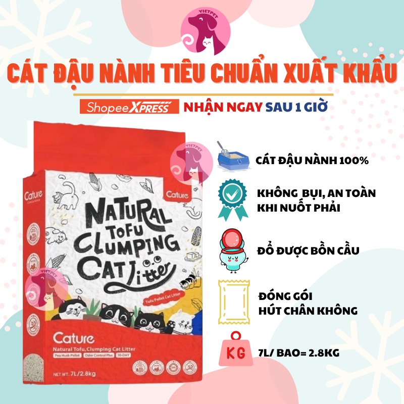 Cát vệ sinh cho mèo - Cát đậu nành Cature Tofu cho mèo  (Túi 6l/ 2,4kg) (Hàng chuẩn) (Siêu thơm, vón và không bết đáy)