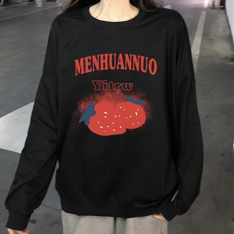 NRVP Áo Thun Nữ Dài Tay Dáng Rộng In Hình Phong Cách Hàn Quốc Mới