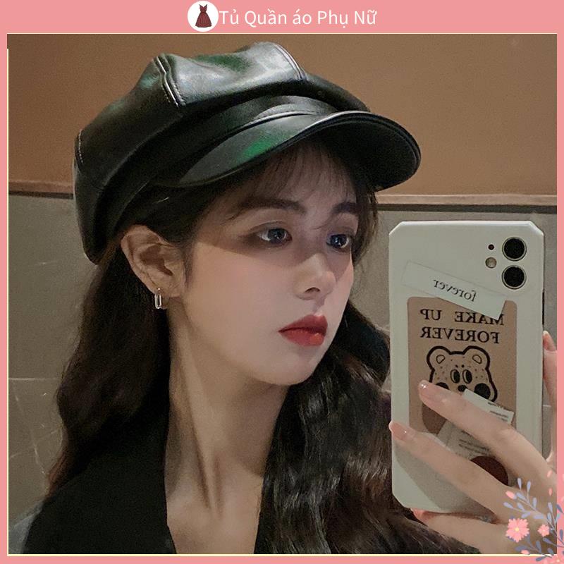 Mu Len Pha C Ch Th i Trang Influencer Mũ Beret Da pu Thu Đông Phiên Bản Hàn Quốc Nhật Bản Cổ Điển Hợp Thời Trang Cho Nữ