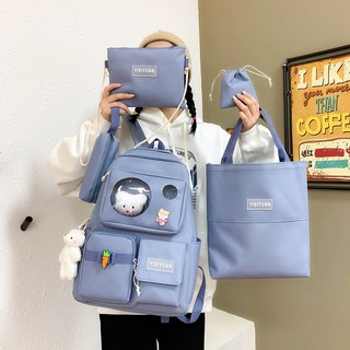 Set balo 4 món học sinh cấp 1 2 3 đến trường đi học, set balo thời trang demminibag
