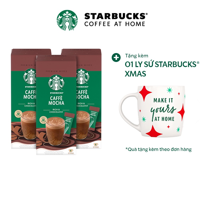 Combo 3 Hộp Cà phê hòa tan cao cấp Starbucks® Mocha (Hộp 4 gói x 22g)
