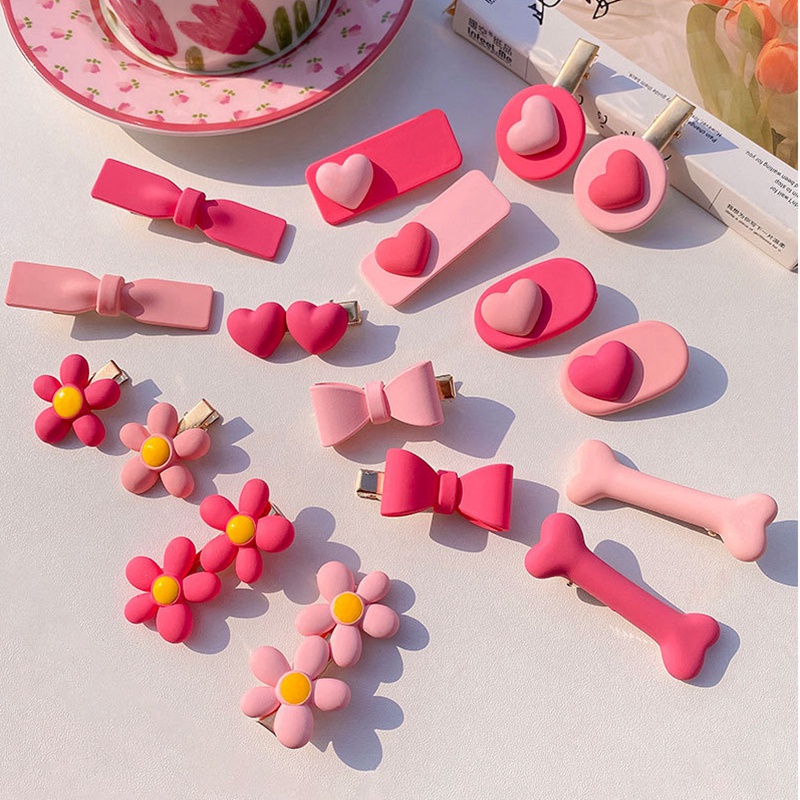 Kẹp Tóc Hàn Quốc Dễ Thương Màu Hồng Kẹo Phụ Kiện Thời Trang Cho Nữ AB158