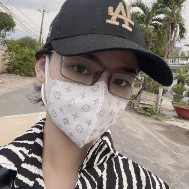 Khẩu trang 3D kháng khuẩn hoạ tiết LV