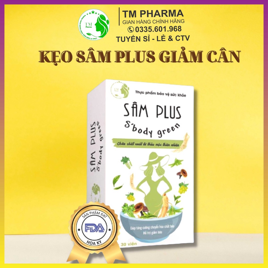 Giảm Cân Sâm Plus - Kẹo Giảm Cân Slim hỗ trợ giảm cân nhanh, Hộp 30 viên