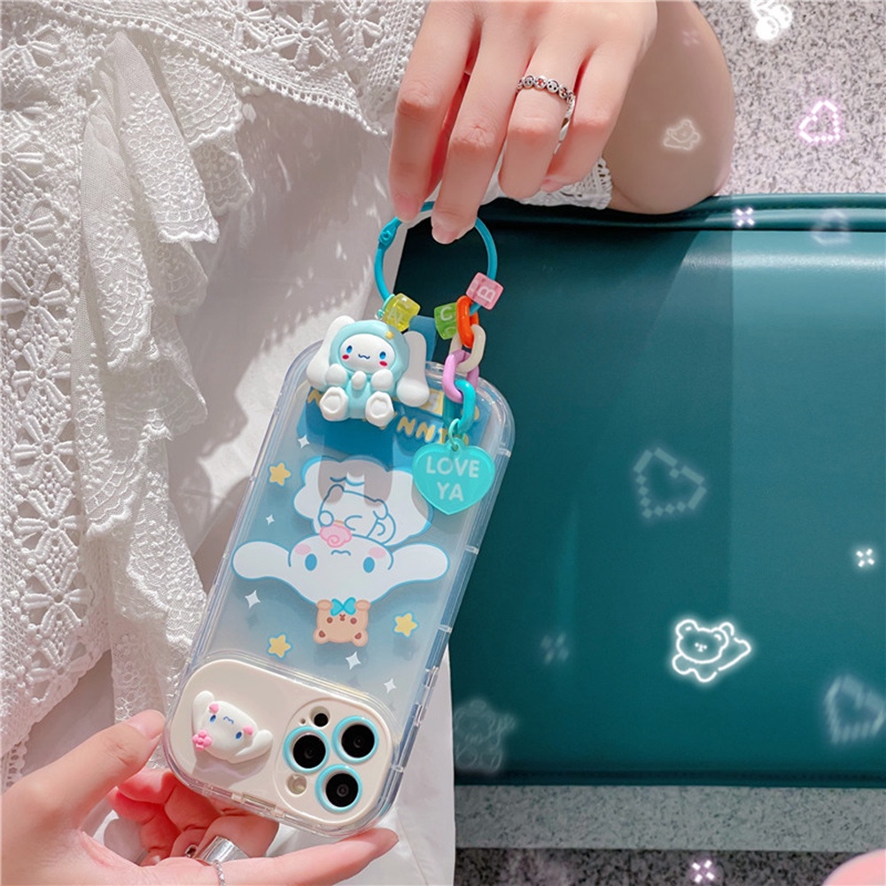 Ốp Điện Thoại Hình Cinnamoroll 3D Gắn Móc Khóa Xinh Xắn Cho Iphone 11 12 13Pro Max
