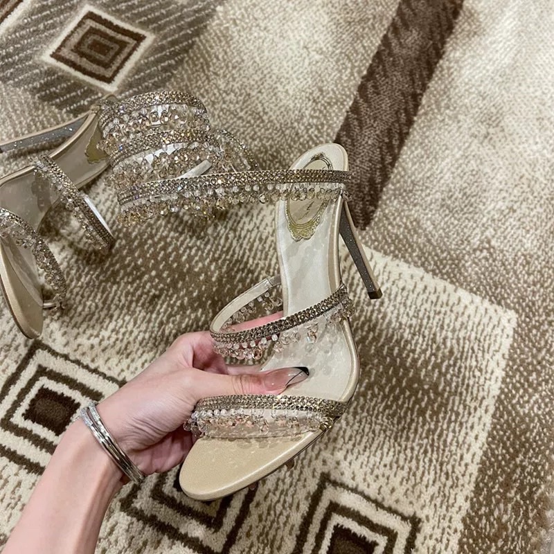 ORDER 🌺 Giày Korea hạt đá dây quấn gót nhọn 8cm & 10cm