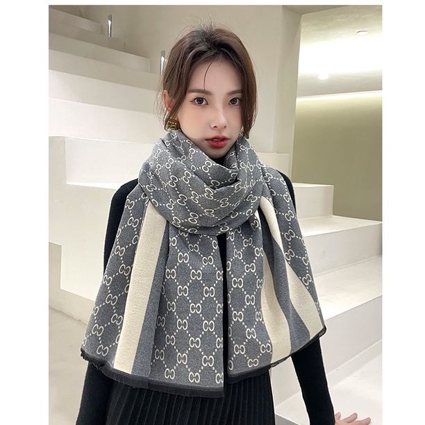 KH07 Khăn mùa đông Gu 2 màu Xám, hồng cam loại 1 cao cấp thời trang phong cách mẫu mới nhất 2022 190*65
