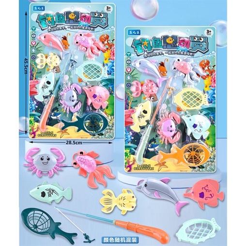 Vỉ đồ chơi câu cá kèm cua màu pastel 165