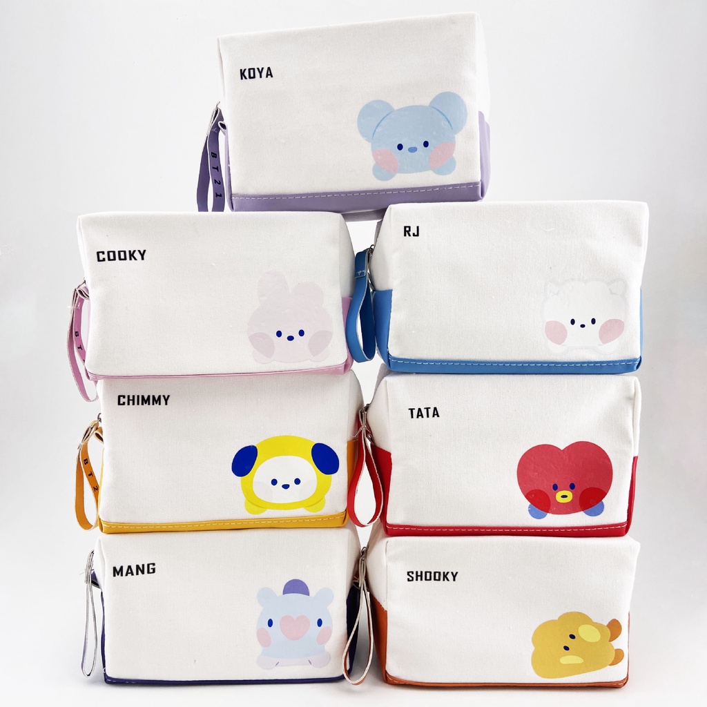 Túi Đựng Bút / Mỹ Phẩm Kpop BTS Hoạt Hình Dễ Thương Xinh Xắn