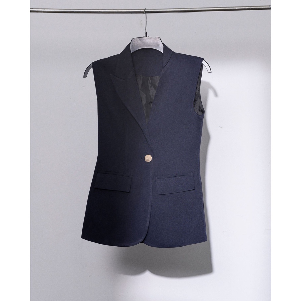 Áo Vest Khoét Tay ONMIX - Hana Vest - Vải Tuytsi Hàn - Màu Xanh Navy