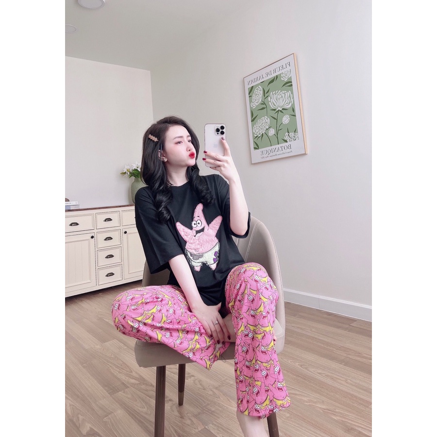 Set áo thun quần dài suông dập ly Luala bộ mặc nhà nữ quần dài chất thun gân áo form rộng nhiều màu Freesize