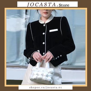 Áo khoác dạ dáng ngắn cúc bọc cổ trụ Jocasta áo dạ phong cách cổ điển sang chảnh hottrend cho mùa đông này