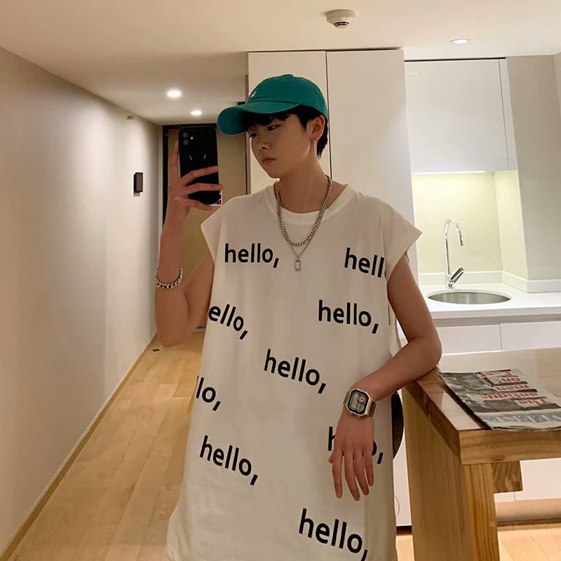Áo Thun Thể Thao Sát Nách Dáng Rộng In Họa Tiết Kiểu Hip-Hop Hàn Quốc Thời Trang Mùa
