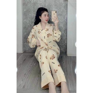 -- Pijama Kate Thái cổ sen tay dài quần dài --