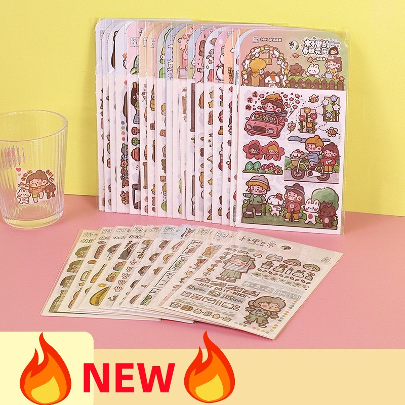 Bộ Bốn Miếng Dán Hình Cô Gái Hoạt Hình Dễ Thương diy