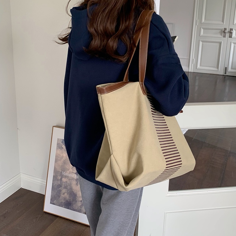 Túi Xách Đeo Vai Vải Bạt Ngăn Chứa Rộng Thời Trang Nữ retro