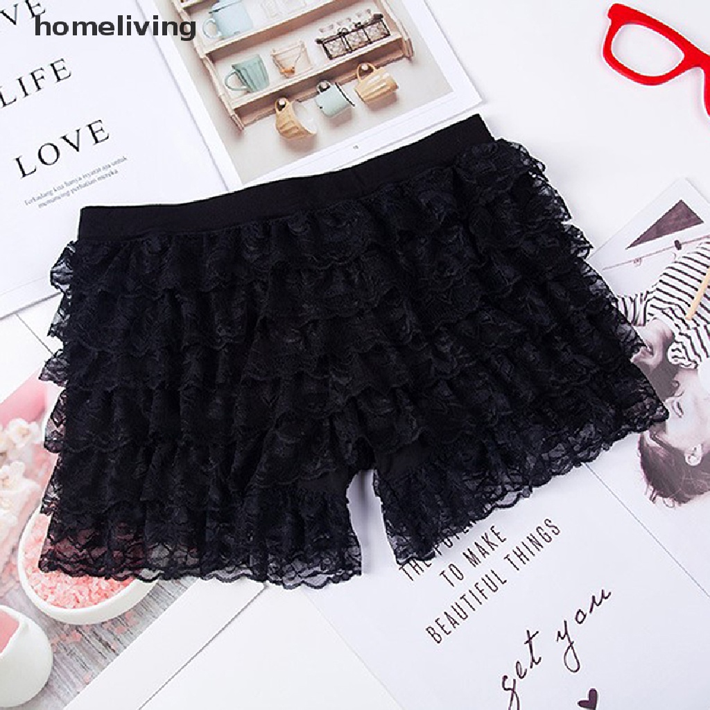 Quần Short Lưng Thun Phối Ren Co Giãn Phong Cách Lolita