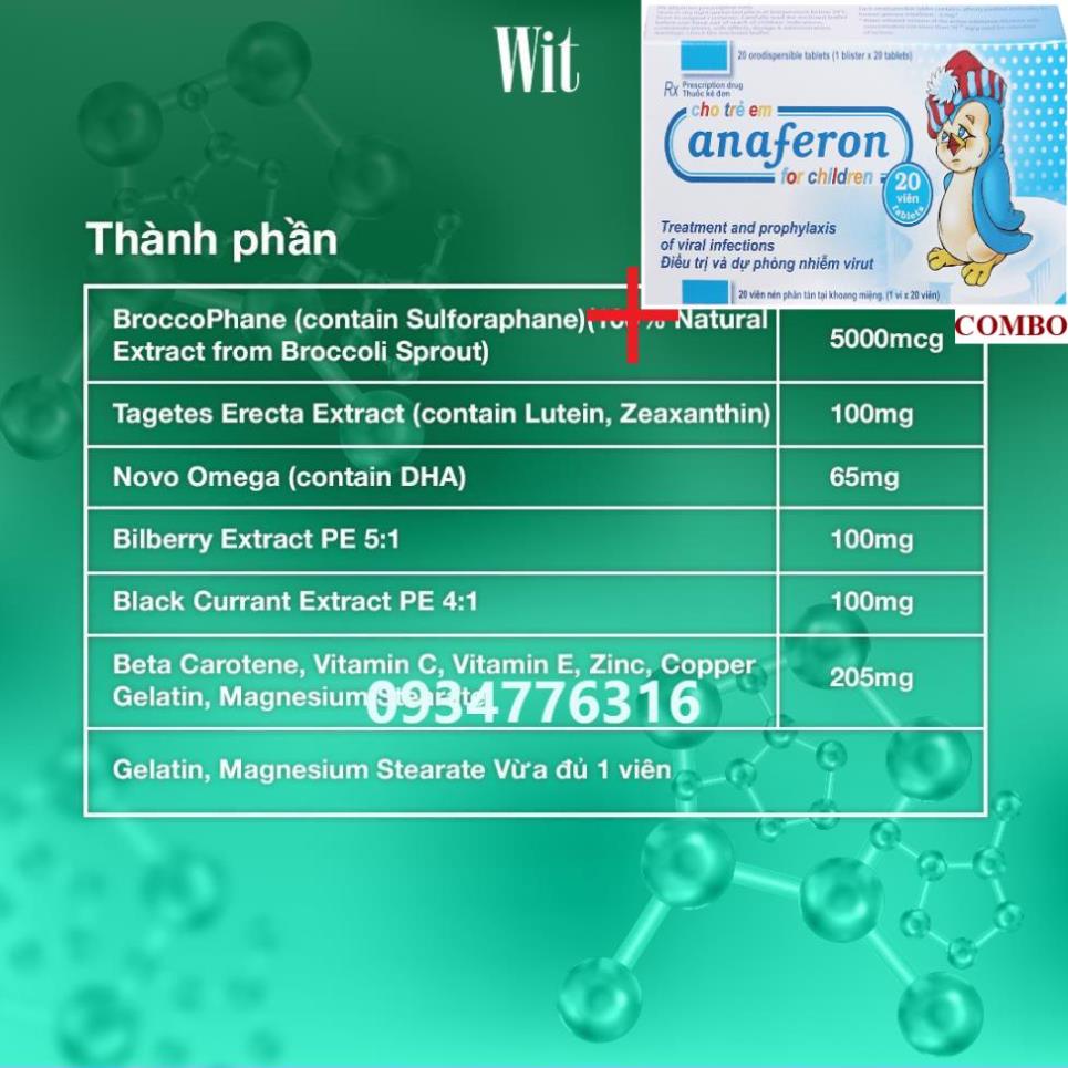 Combo Chim cánh cụt Nga+ Viên uống WIT bổ mắt (30 viên)