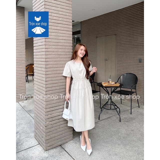 Váy Đầm babydoll rút dây 2 bên hông Tròn Xoe Shop vải mềm mịn thoải mái Đầm công sở Dự Tiệc Cao Cấp Sang Trọng freesize